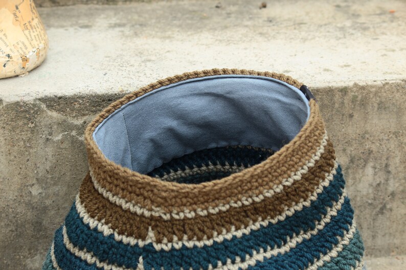 Rastahat Tam Size M light olivetree blue & olive 100% wool lined image 5