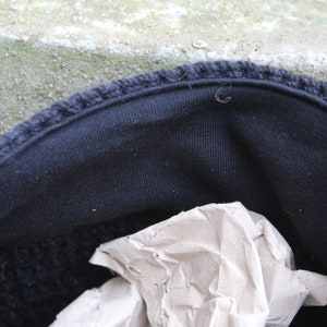 FAIRY Dread Hat Size M with Mandala black & turmeric 100% sheep wool lined image 6