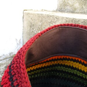 Tam Rasta hat Size M rainbow & black lined 100% wool image 4