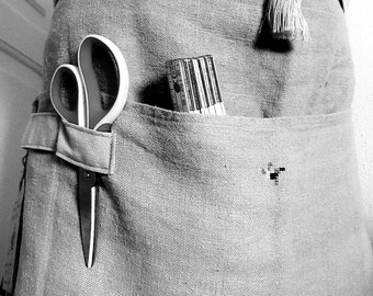 aprOn + for garden or work + from Old linen + brOidery + brown