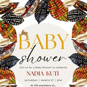 Ankara  Baby Shower Editable Printable & Mobile Animated template