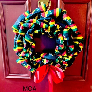 African Wreath Kente Wreath Choose Traditional Kente, Green Kente or Red Green Black History Month, Everyday MOA