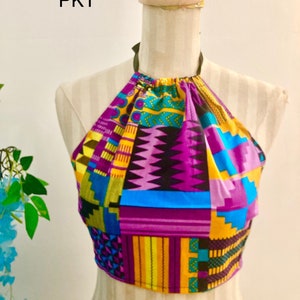 African Ankara Halter Top open back.. Choose a print or solid PKT