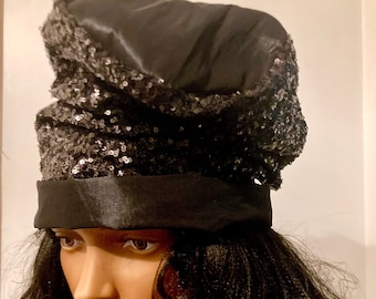 Sequin + Taffeta Slouchy Hat Upgrade with a Bow or Flower Brooch