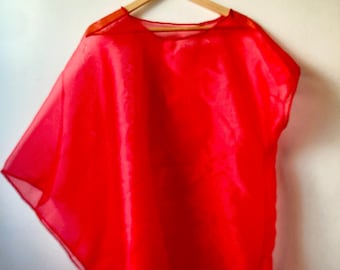 Sheer Organza Top Asymmetrical Top