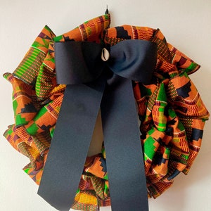 African Wreath Kente Wreath Choose Traditional Kente, Green Kente or Red Green Black History Month, Everyday Traditional Kente B