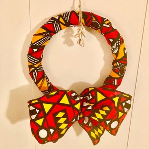 African Wreath Kente Wreath Choose Traditional Kente, Green Kente or Red Green Black History Month, Everyday Red yellow