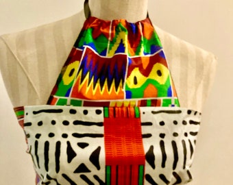 Afrikanisches Ankara Neckholder Top II mit offenem Rücken. Mix oder Match