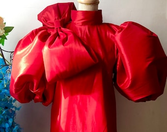 Puff Sleeve Big Bow Blouse – Belchic