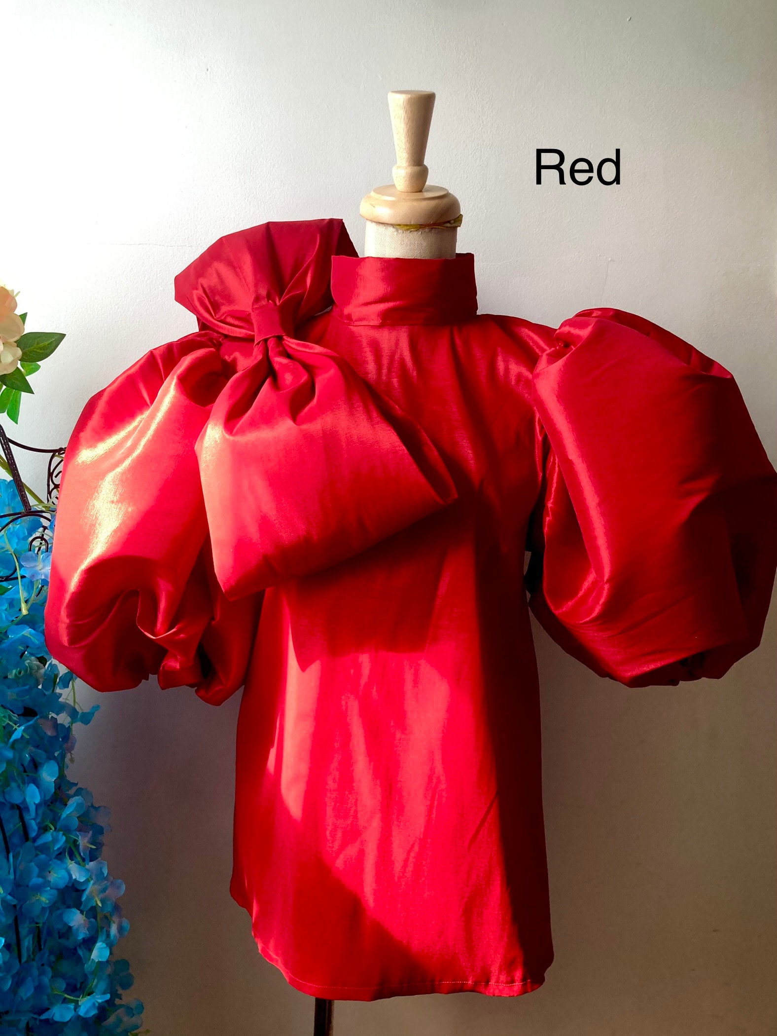Big Bow Big Sleeve Blouse Puff Sleeves Top Etsy UK