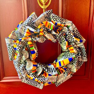 African Wreath Kente Wreath Choose Traditional Kente, Green Kente or Red Green Black History Month, Everyday KBW