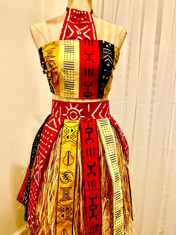 Jupe Crayon Midi à Franges Imprimé Africain - Taille 10, Neuve Avec étiquettes, Faite Main UK