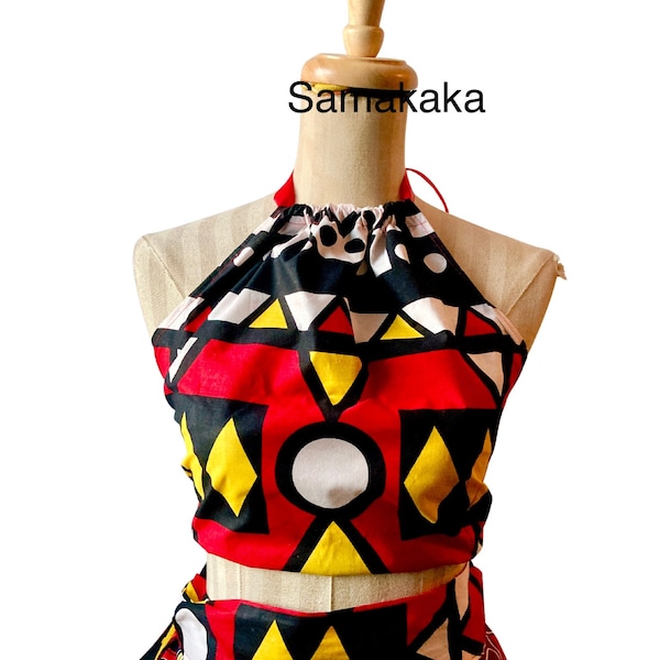 African Ankara Halter Top open back.. Choose a print or solid