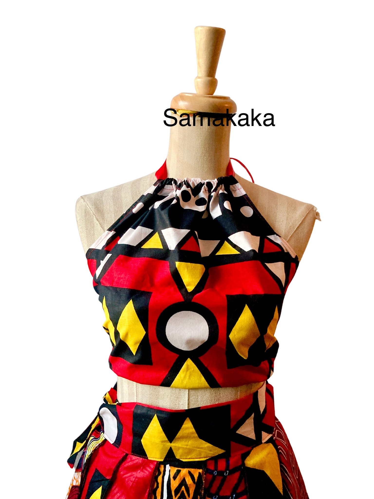 African Style: Ankara Print and Lace Halter Show Back top – ENUBEE