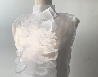 Organza Top with Ruffle front and back zip Sleeveless Top Only Choose a Color