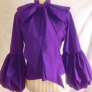 Bow blouse Solid or Ankara pussy bow Blouse Voluminous Bishop | Etsy