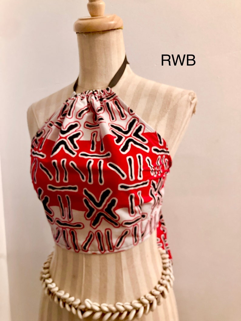 African Ankara Halter Top open back.. Choose a print or solid RWB