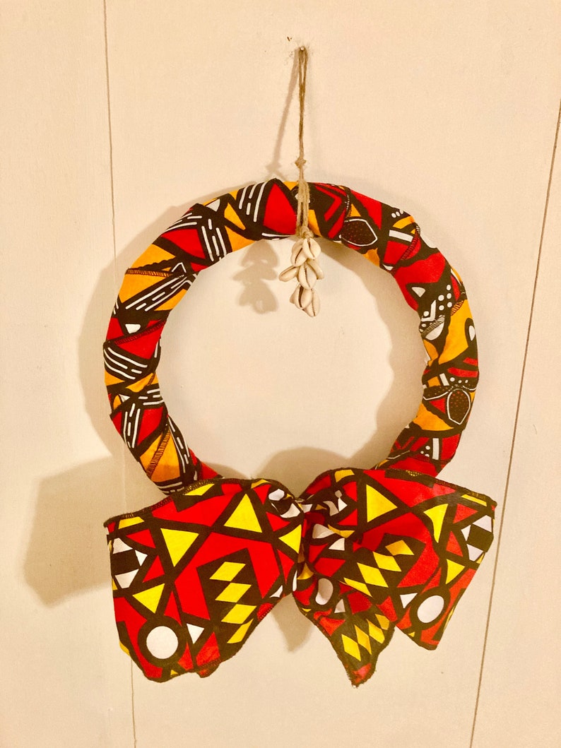 African Wreath Kente Wreath Choose Traditional Kente, Green Kente or Red Green Black History Month, Everyday Red yellow