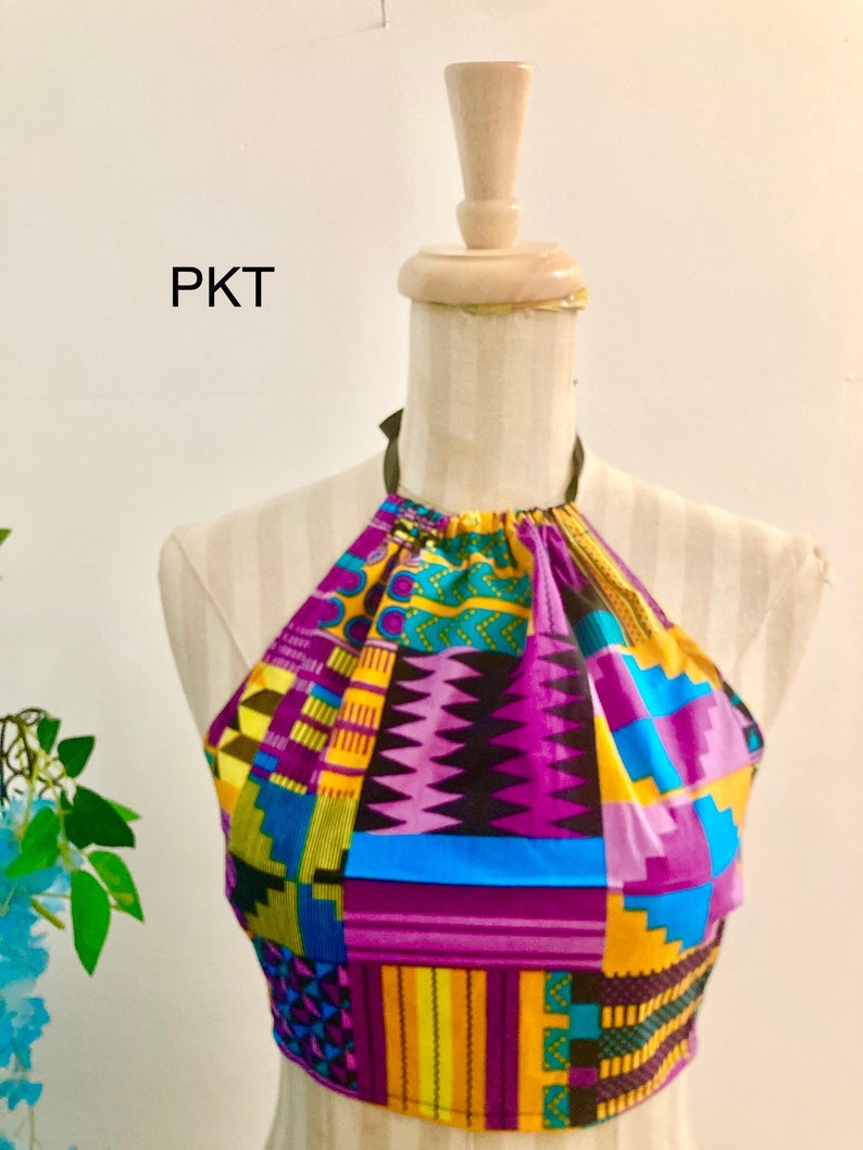 African Ankara Halter Top open back.. Choose a print or solid PKT