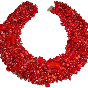 Red Coral Statement Collar Necklace