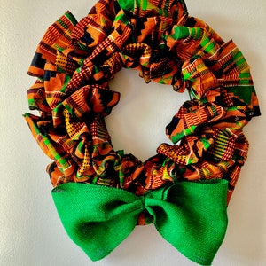 African Wreath Kente Wreath Choose Traditional Kente, Green Kente or Red Green Black History Month, Everyday Traditional Kente G