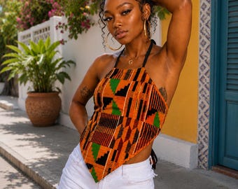 Pink Ankara Halter Top African Print Festival Top Fête de la Musique Outfit France Summer Top Various Prints Available
