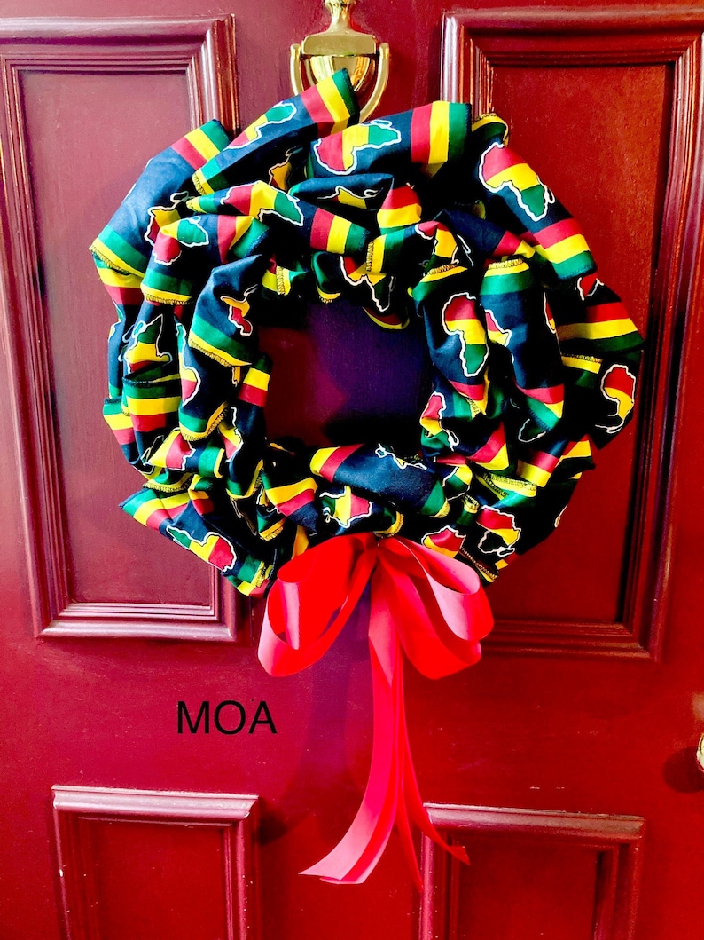 African Wreath Kente Wreath Choose Traditional Kente, Green Kente or Red Green Black History Month, Everyday MOA