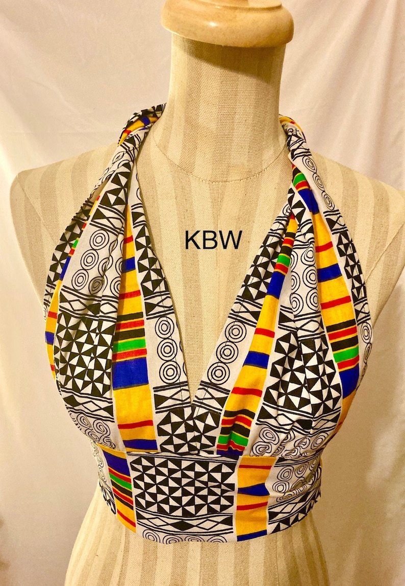 African Ankara Halter Top open back.. Choose a print or solid KBW