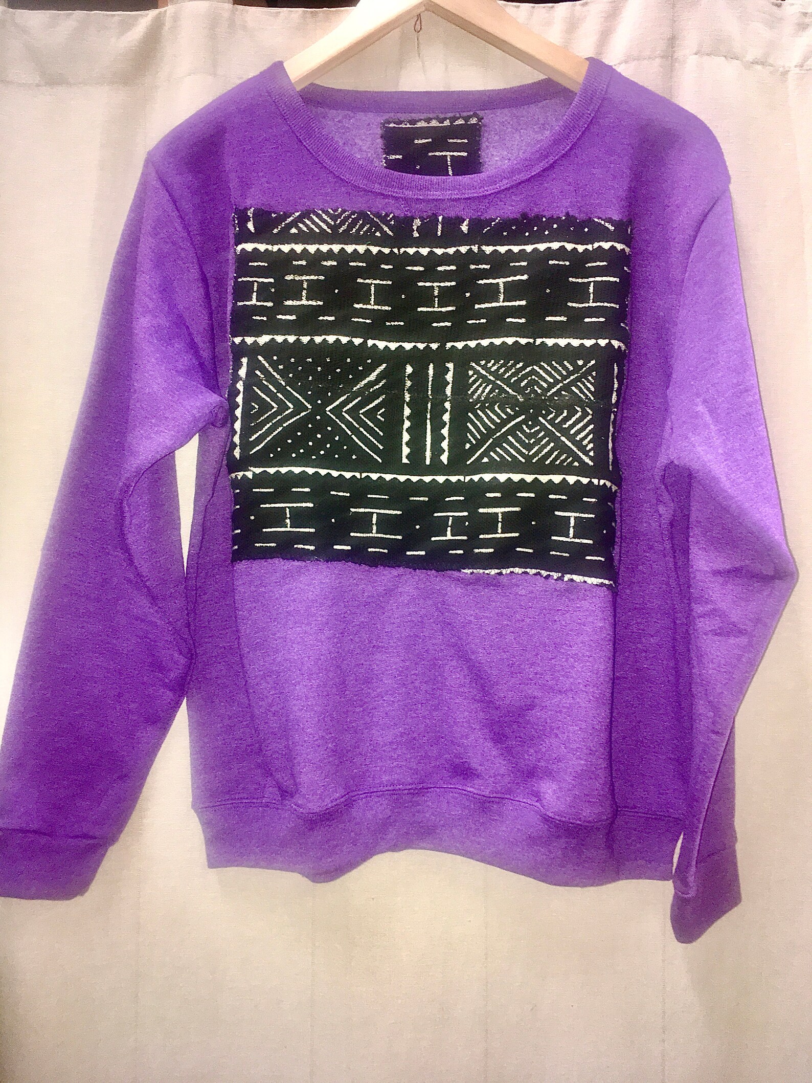 Mudcloth African Sweatshirt Black or Purple Adult African | Etsy