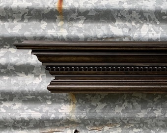 Stained Rope Crown Molding Mantel - Floating Wooden Wall Shelf - Wall Ledge