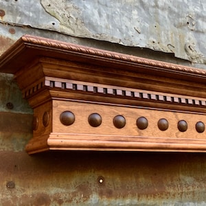 Dentil Crown Molding Mantel with Domes - Wooden Wall Shelf