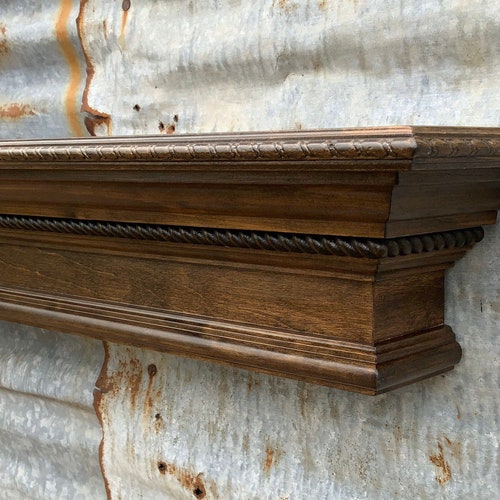 Fireplace Mantel Shelf Floating Ledge Distressed Crown Molding Etsy