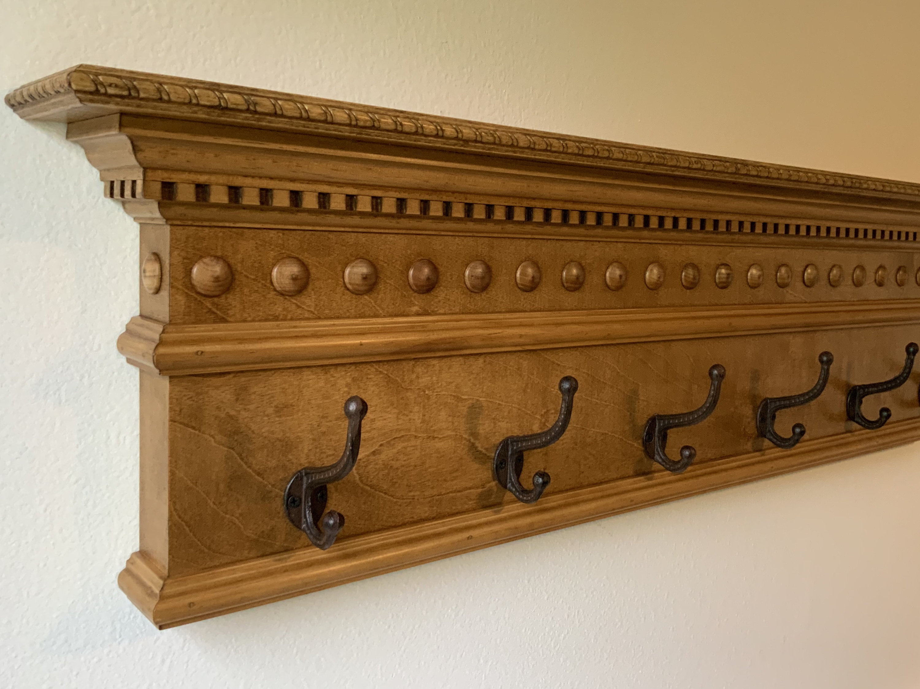Stained Mantel Shelf With Hooks Dentil Crown Molding and Etsy
