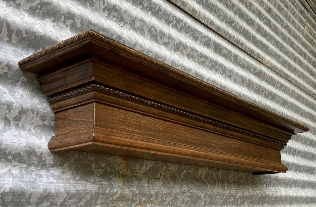 Espresso Stained Rope Crown Molding Mantel - Wooden Wall Shelf - Etsy