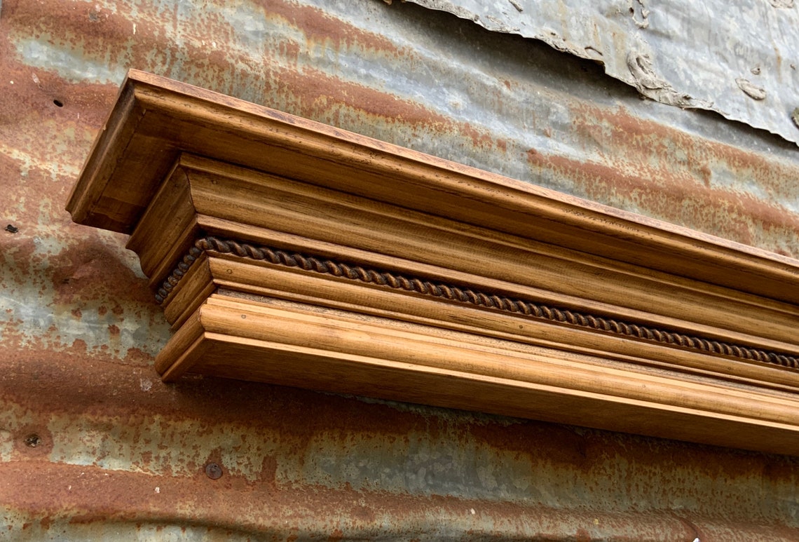 Stained Rope Crown Molding Shelf Mantel Wooden Wall Shelf - Etsy
