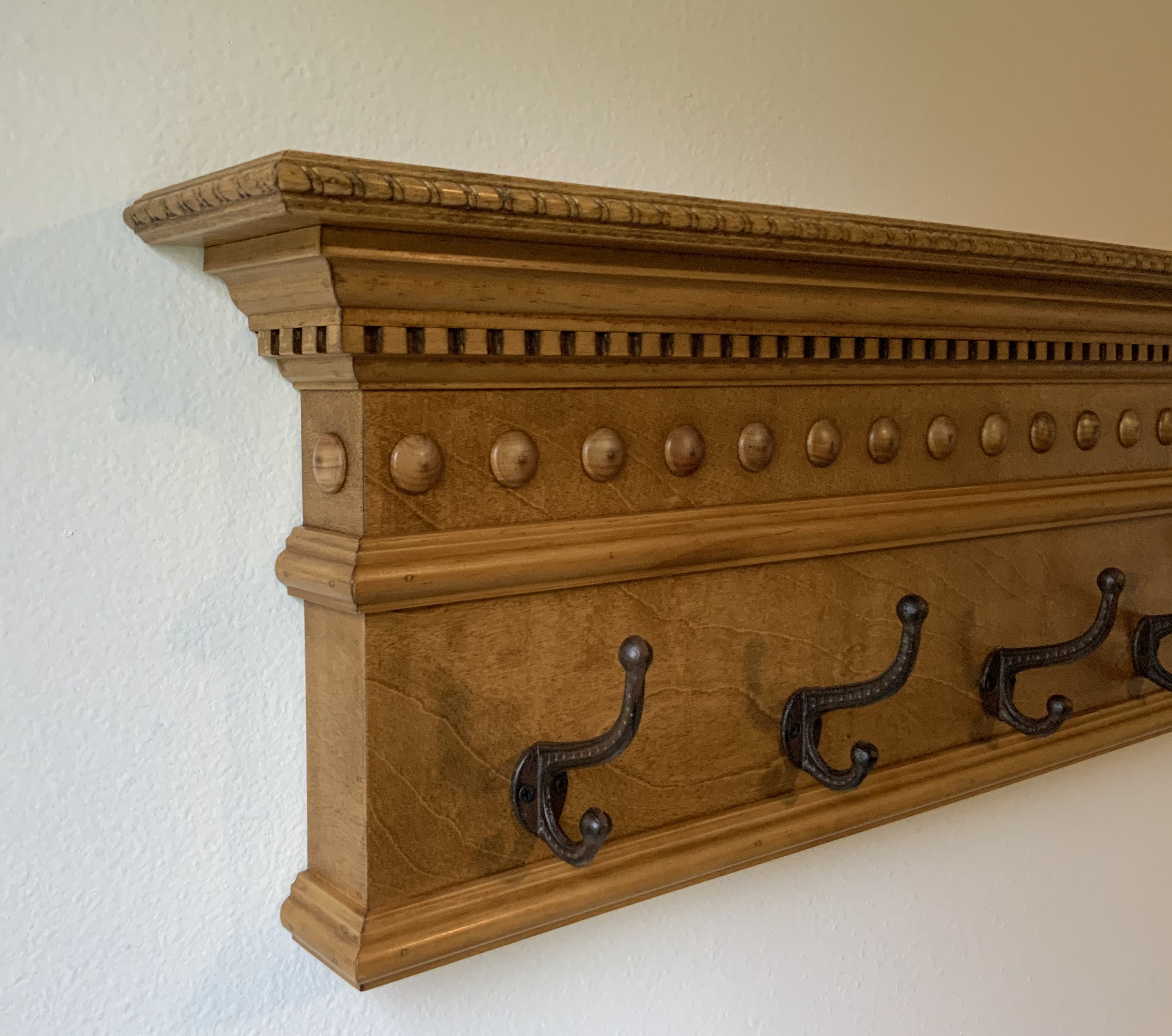 Stained Mantel Shelf With Hooks Dentil Crown Molding and Etsy