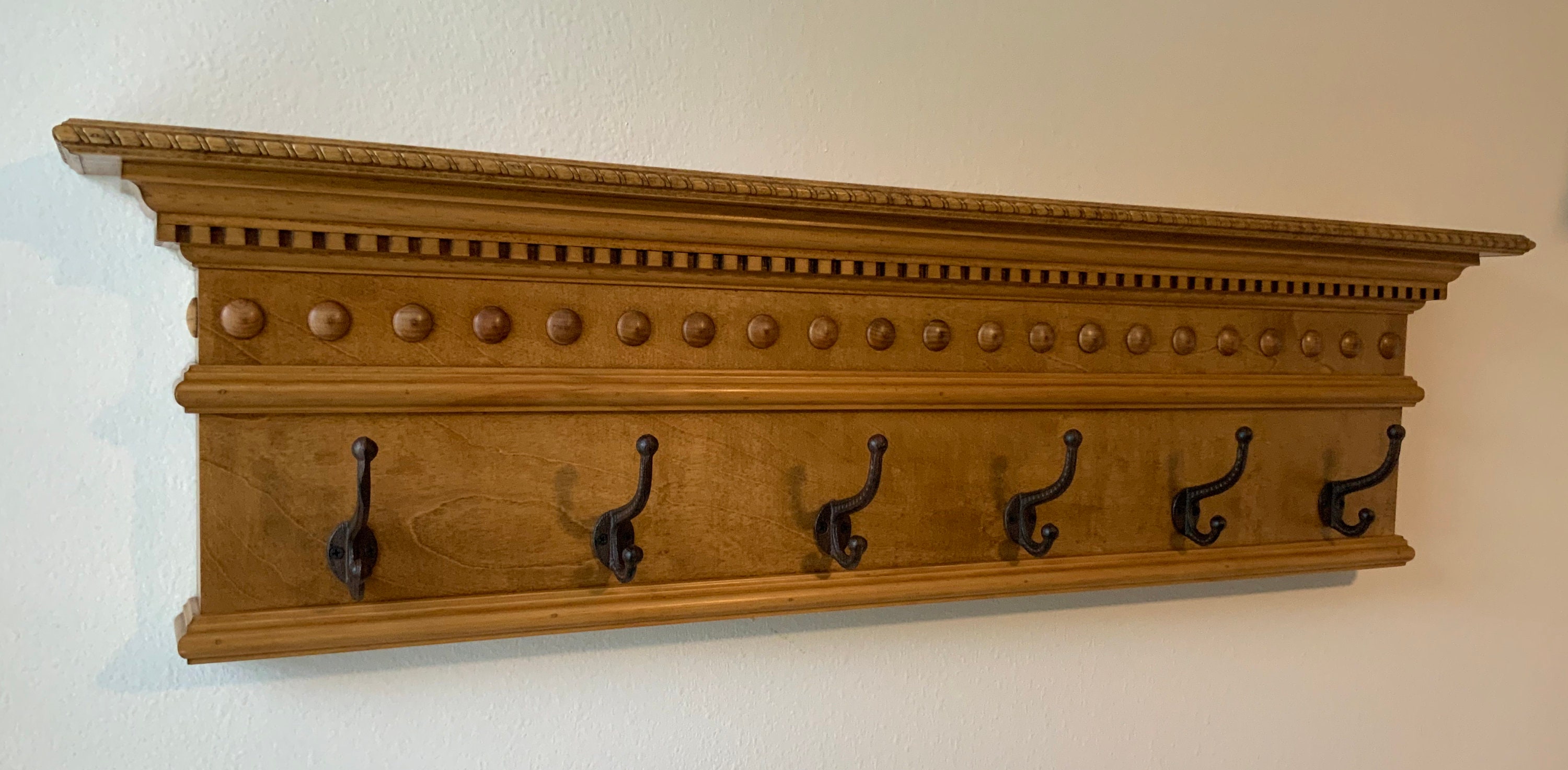 Stained Mantel Shelf With Hooks Dentil Crown Molding and Etsy