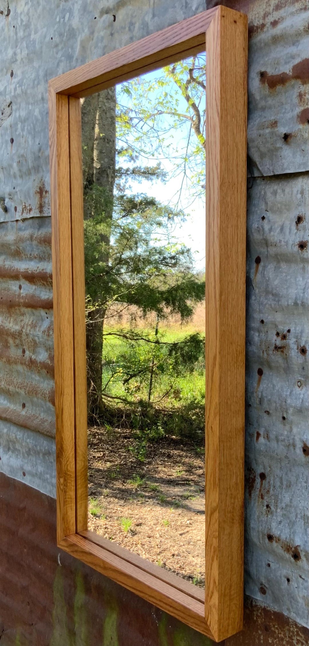Solid Oak Box Frame Mirror – Natural Finish Wall Art - Etsy