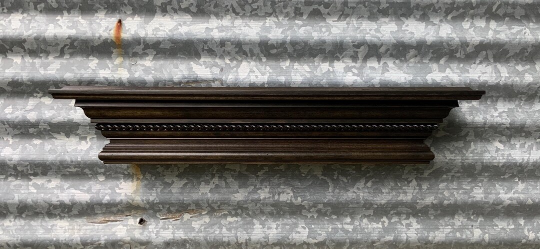 Stained Rope Crown Molding Mantel - Floating Wooden Wall Shelf - Wall ...