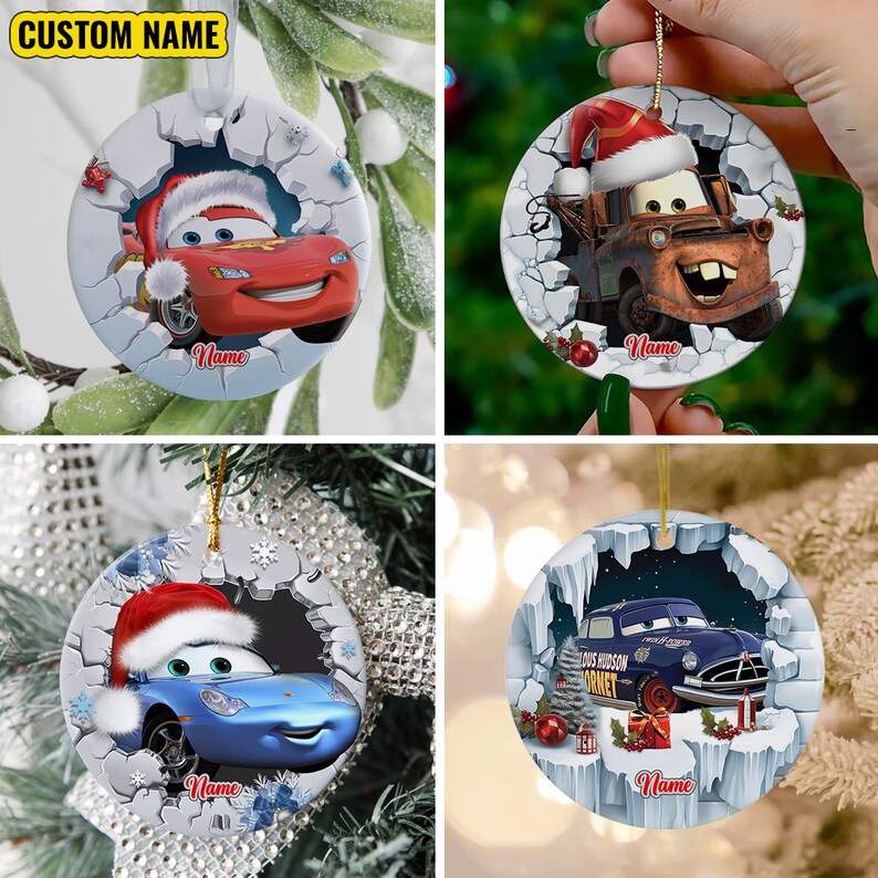Custom Name Cars Characters Ornament, Lightning Mcqueen Ornament