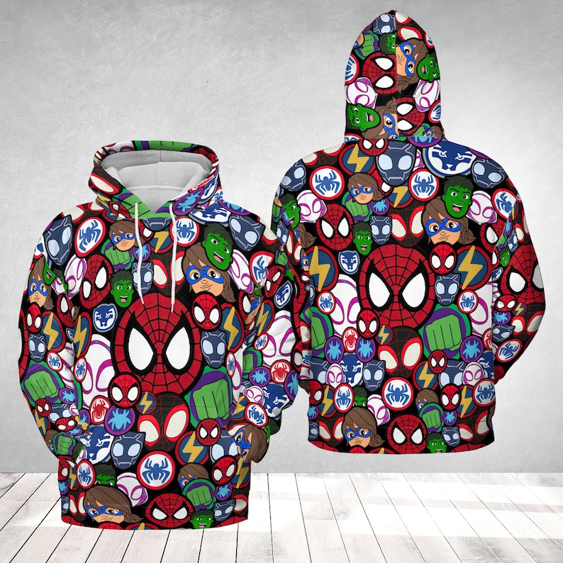Spidey And His Amazing Friends 3D Hoodies, Spider-Man Hoodie, 3D Hoodies For Men/ Women'S, Disney Spidey Hoodie, Oversized Hoodie