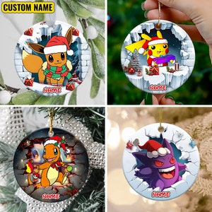 Pikachu Evolution Pokemon Custom Name 2023 Holiday Gifts Christmas  Decorations Ornament - Mugteeco