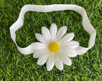 Daisy headband-baby girl stretch headband-toddler headband-newborn headband-spring headband-flower headband-baby gift