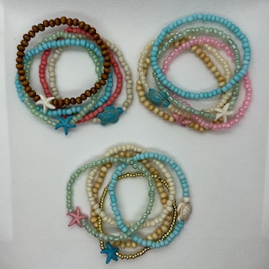 set of 5 beaded stretch bracelets-womens bracelet-girls bracelets-unisex-beach-gift