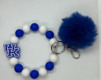 beaded keychain Kentucky keychain silicone beaded bag tag basketball football sports