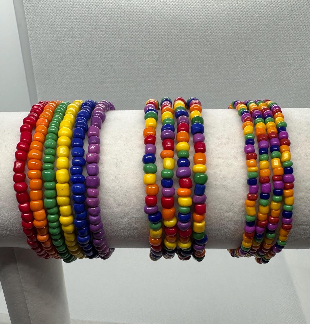Rainbow Seed Bead Stretch Bracelet Set: Unisex Pride Jewelry - Etsy