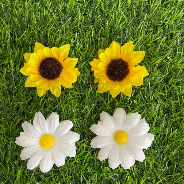 Set of 2 hair clips-daisy hairclip-sunflower hair clip-baby girl-toddler-gift