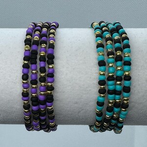 Glass Seed Bead Stretch Bracelet Set - Set of 4