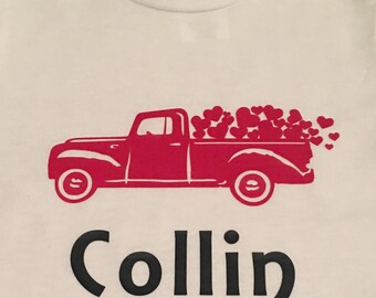 Boys valentine shirt heart truck t-shirt toddler tshirt