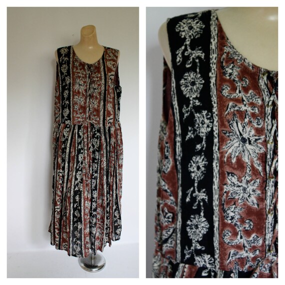 1980s Ethnic Cotton Dress / Vintage Tribal Dress /